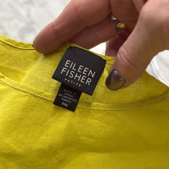 Eileen Fisher Petites Chartreuse Irish Linen Sleeveless Tunic Dress Size M - Picture 3 of 11
